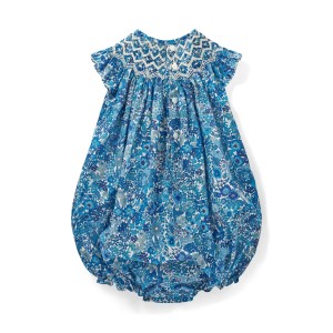 Coco Romper with White Horses Hand Smocking made with Liberty Margaret Annie Azure Coco Romper with White Horses Hand Smocking made with Liberty Margaret Annie Azure