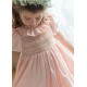 Margaret Special Occasion Dress Seashell Cotton Sateen with Gold & Pearl Hand Smocking Margaret Special Occasion Dress Seashell Cotton Sateen with Gold & Pearl Hand Smocking