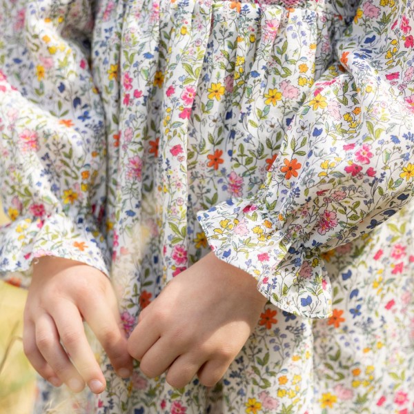 Anna Pavlova Dress Secret Garden Linen with Sweet William Hand Smocking Anna Pavlova Dress Secret Garden Linen with Sweet William Hand Smocking