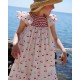 Indira Gandhi Flutter Dress Mon Cherry Cotton with a La Mode Hand Smocking