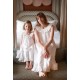 Memo Press x Smock London Girls Alice Dress Moonstone with Yellow Rose Hand Smocking