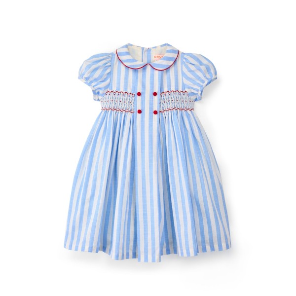 Thatcher Dress Sailor Stripe with White Heart Hand Smocking Thatcher Dress Sailor Stripe with White Heart Hand Smocking