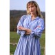 Aloha Wanderwell Dress Ocean Stripe with White Honeycomb Hand Smocking Aloha Wanderwell Dress Ocean Stripe with White Honeycomb Hand Smocking