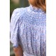 Colette Dress Passionflower Trellis with Delphinium Blue Hand Smocking Colette Dress Passionflower Trellis with Delphinium Blue Hand Smocking