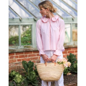 De Beauvoir Blouse Dolls House Stripe with Kiss Kiss Embroidery De Beauvoir Blouse Dolls House Stripe with Kiss Kiss Embroidery