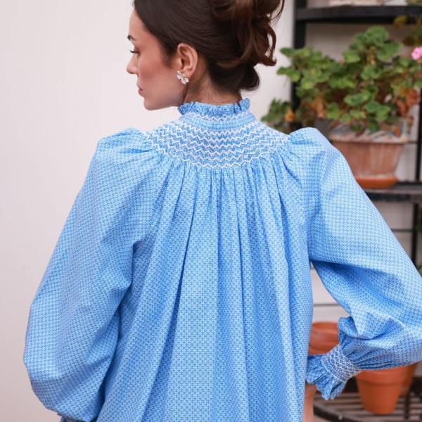 Pom x Smock London Scholl Blouse Paperwhite Ditsy with Snowdrop Hand Smocking Edition 61 Pom x Smock London Scholl Blouse Paperwhite Ditsy with Snowdrop Hand Smocking Edition 61