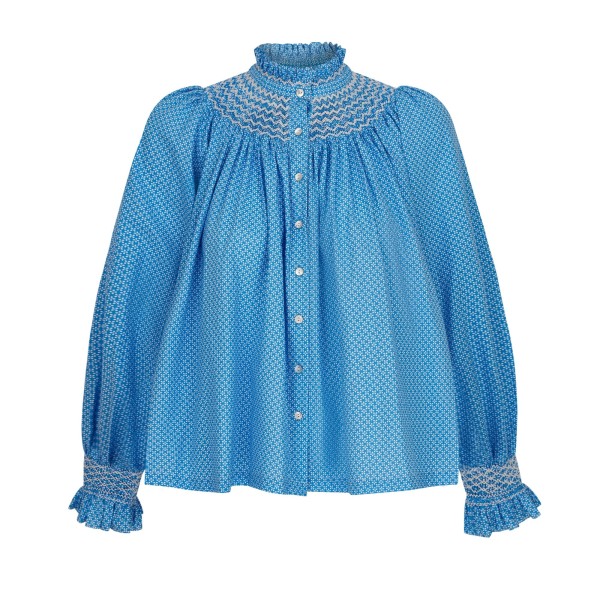 Pom x Smock London Scholl Blouse Paperwhite Ditsy with Snowdrop Hand Smocking Edition 61 Pom x Smock London Scholl Blouse Paperwhite Ditsy with Snowdrop Hand Smocking Edition 61