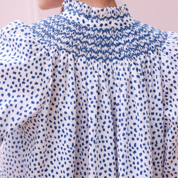 Scholl Blouse Seurat Splat with Sapphire Hand Smocking Edition 64 Scholl Blouse Seurat Splat with Sapphire Hand Smocking Edition 64