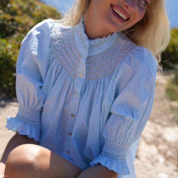 Scholl Blouse Tangier Trellis with Oasis Hand Smocking Edition 73 Scholl Blouse Tangier Trellis with Oasis Hand Smocking Edition 73