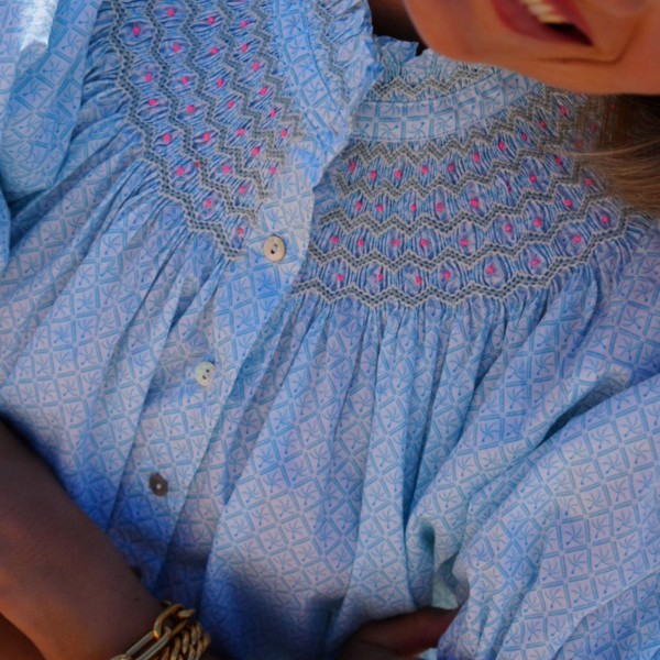 Scholl Blouse Tangier Trellis with Oasis Hand Smocking Edition 73 Scholl Blouse Tangier Trellis with Oasis Hand Smocking Edition 73