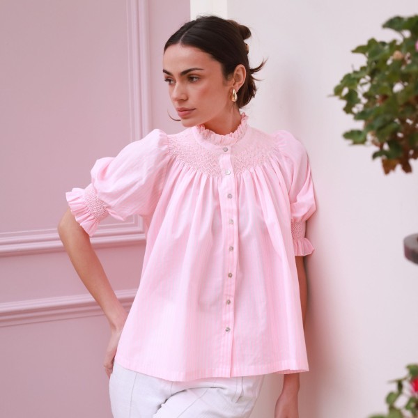 Scholl Summer Blouse Watermelon Stripe with Lemon Sorbet Hand Smocking Edition 65 Scholl Summer Blouse Watermelon Stripe with Lemon Sorbet Hand Smocking Edition 65