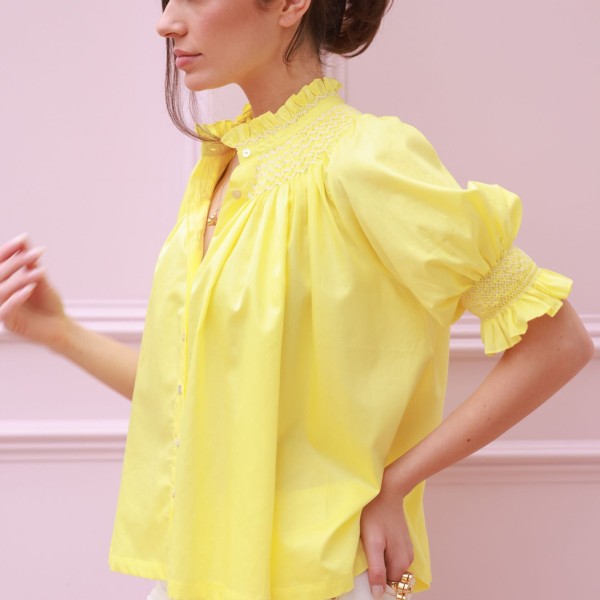 Scholl Summer Blouse Lemon Drop Lawn with Chalk Hand Smocking Edition 66 Scholl Summer Blouse Lemon Drop Lawn with Chalk Hand Smocking Edition 66