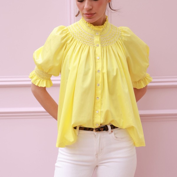 Scholl Summer Blouse Lemon Drop Lawn with Chalk Hand Smocking Edition 66 Scholl Summer Blouse Lemon Drop Lawn with Chalk Hand Smocking Edition 66