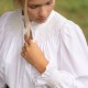Scholl Women's Blouse White with Ivory Hand Smocking Scholl Women's Blouse White with Ivory Hand Smocking