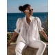 Scholl Women's Summer Blouse White with Ivory Hand Smocking Edition 9 Scholl Women's Summer Blouse White with Ivory Hand Smocking Edition 9