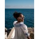Scholl Women's Summer Blouse White with Sapphire Hand Smocking